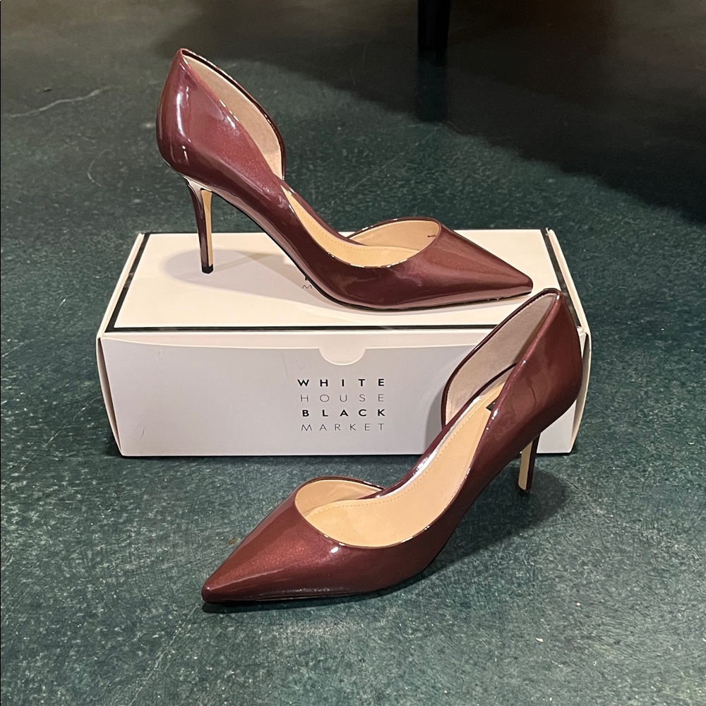 White House Black Market Glossy Maroon Heels